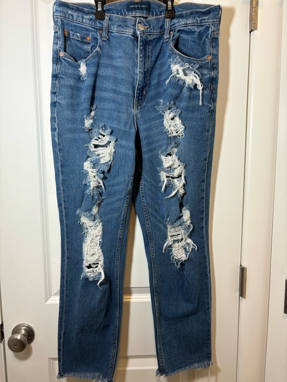Aeropostale Medium Blue Distressed Boyfriend Jeans